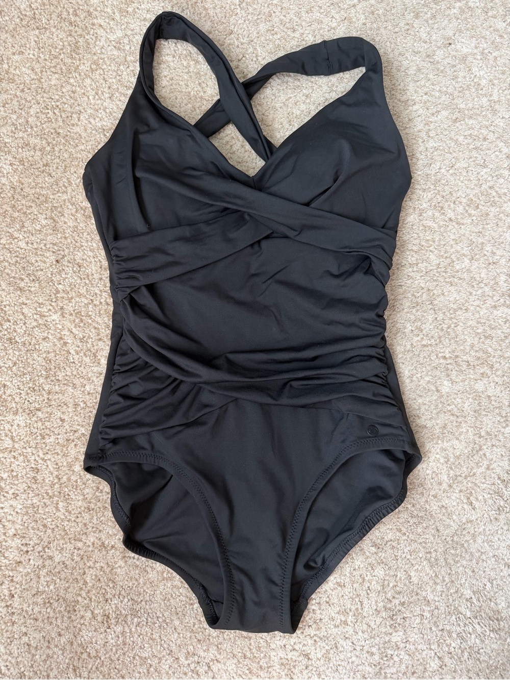 CALIA by Carrie Underwood Black Wrap-Front One-Piece Swimsuit